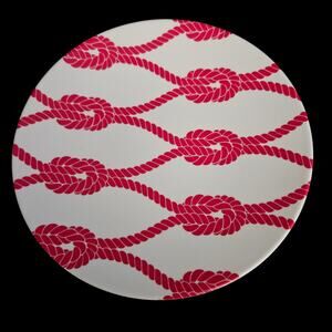 Set of 4 JCP Home Pink Nautical Rope Knot Melamine Plates
